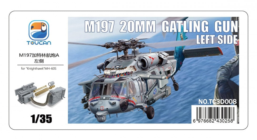 Complemento para maqueta de helicóptero MH-60H de cañón M197 de 20mm Catling en escala 1:35 de Toucan Model referencia TC3D008