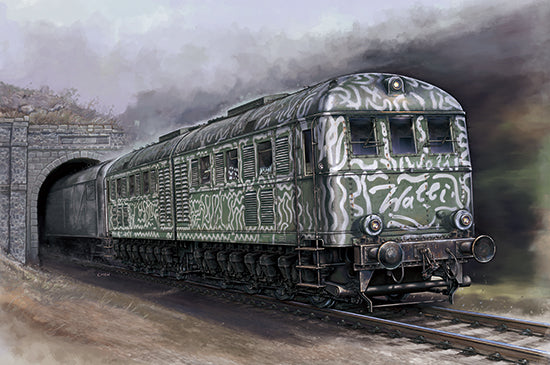 Portada de la caja de la maqueta de la locomotora alemana V188 en escala 1:35 de Trumpeter referencia 00225