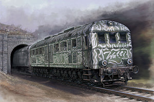 Portada de la caja de la maqueta de la locomotora alemana V188 en escala 1:35 de Trumpeter referencia 00225