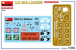 Fotograbados y calcas incluidos en la maqueta del US Bulldozer en escala 1:35 de Miniart referencia 38115