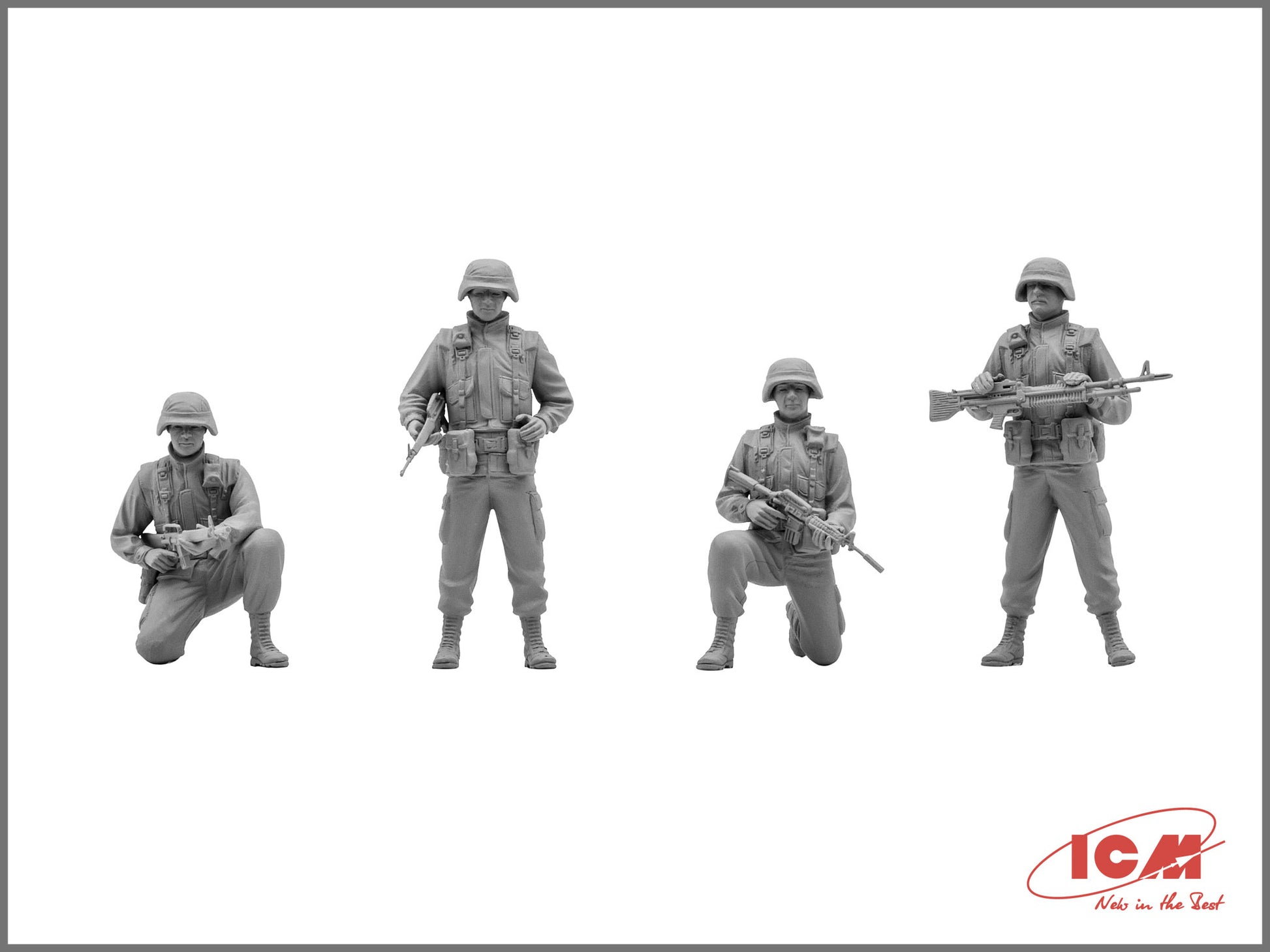 Foto del conjunto de figuras de soldados de élite norteamericanos en Iraq en escala 1:35 de ICM referencia 35201