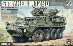 Portada de la caja de la maqueta del IFV norteamericano M1296 Stryker con ICV Dragon en escala 1:35 de Zimi Models referencia 35046