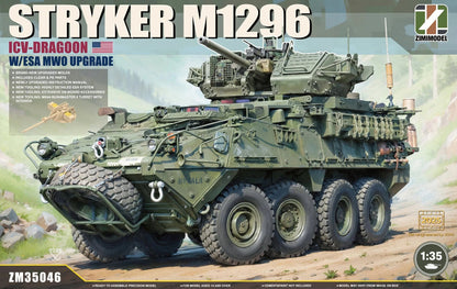 Portada de la caja de la maqueta del IFV norteamericano M1296 Stryker con ICV Dragon en escala 1:35 de Zimi Models referencia 35046