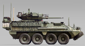 Foto lateral de la maqueta del IFV norteamericano M1296 Stryker con ICV Dragon en escala 1:35 de Zimi Models referencia 35046