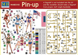 Contraportada de la caja del set de figuras de chicas pin-up norteamericanas en escala 1:35 de Master Box referencia 35183