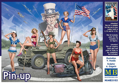 Portada de la caja del set de figuras de chicas pin-up norteamericanas en escala 1:35 de Master Box referencia 35183