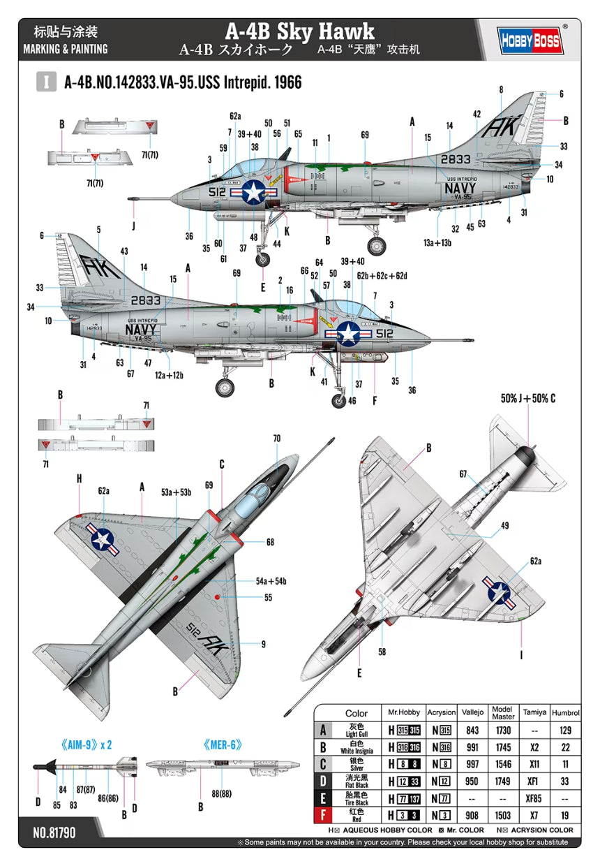 Decoración 1 de la maqueta del caza Douglas A-4B Skyhawk en escala 148 de Hobby Boss referencia 81790