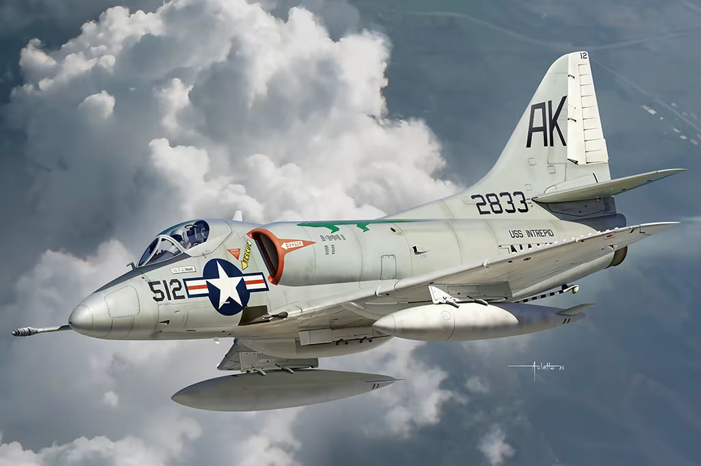Portada de la caja de la maqueta del caza Douglas A-4B Skyhawk en escala 148 de Hobby Boss referencia 81790