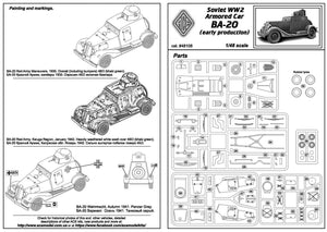 Instrucciones de la maqueta del coche blindado con ametralladora de torreta Ba-20 en escala 1:48 de ACE referencia 48108