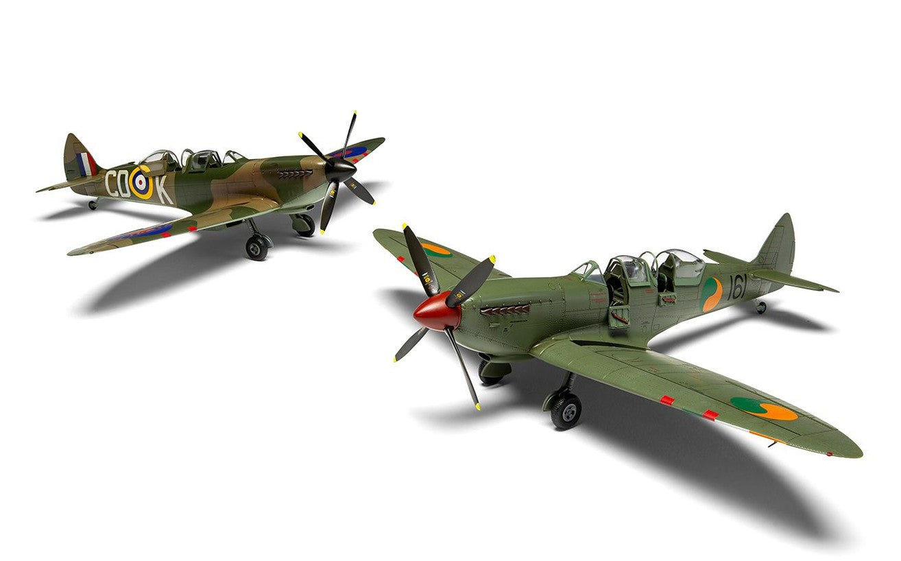Foto de ambas decoraciones de la maqueta del caza Spitfire Tr.9 versión de entrenamiento en escala 1:48 de Airfix referencia A05143