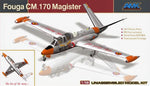 Portada de la caja de la maqueta del avión de entrenamiento francés Fouga CM.170 Magister en escala 1:48 de AvantGarde referencia 88004