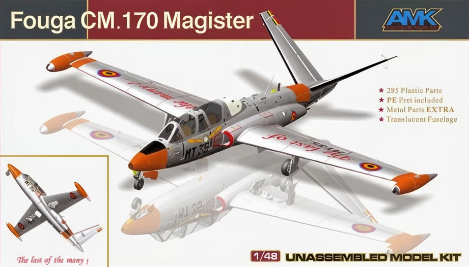 Portada de la caja de la maqueta del avión de entrenamiento francés Fouga CM.170 Magister en escala 1:48 de AvantGarde referencia 88004