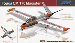Portada de la caja de la maqueta del avión de entrenamiento francés Fouga CM.170 Magister en escala 1:48 de AvantGarde referencia 88004