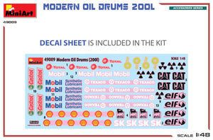 Calcas del set de barriles modernos de combustible de 200 litros en escala 1:48 de Miniart referencia 49009