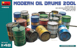 Portada del set de barriles modernos de combustible de 200 litros en escala 1:48 de Miniart referencia 49009