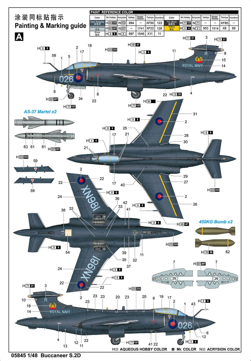 Decoración 1 de la maqueta del avión de ataque británico Buccaneer S.2D en escala 1:48 de Trumpeter referencia 05845