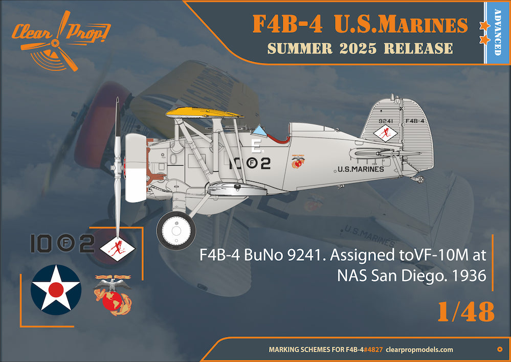 Decoración 2 de la maqueta del caza de entrenamiento de los US Marines F4F-4 en escala 1:48 de Clear Prop referencia 4827
