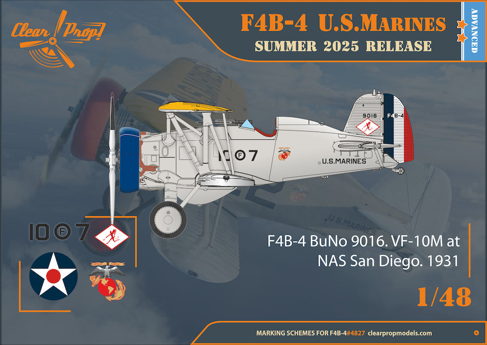 Decoración 3 de la maqueta del caza de entrenamiento de los US Marines F4F-4 en escala 1:48 de Clear Prop referencia 4827
