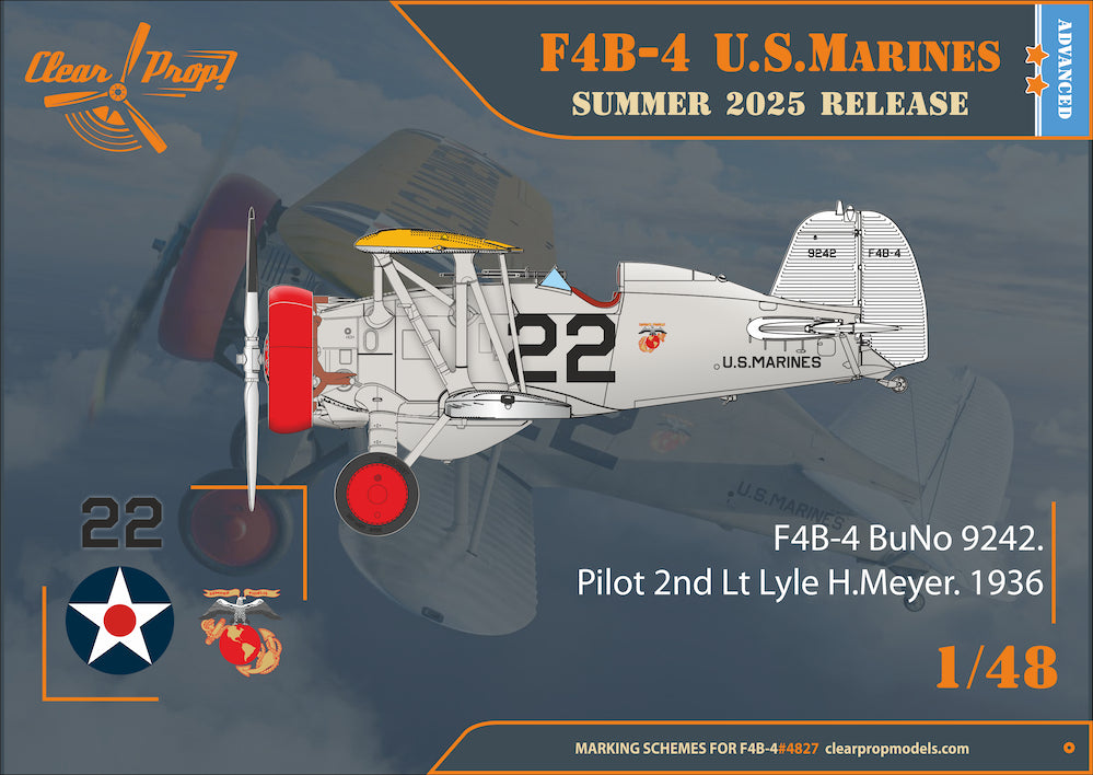 Decoración 5 de la maqueta del caza de entrenamiento de los US Marines F4F-4 en escala 1:48 de Clear Prop referencia 4827