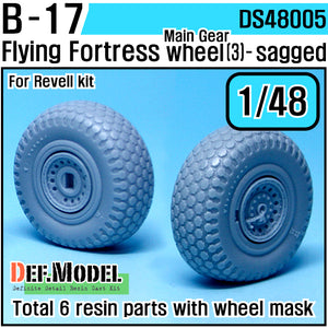Set nº3 de ruedas deformadas para bombardero B-17 en versiones G o F en escala 1:48 de Def Model referencia DS48005