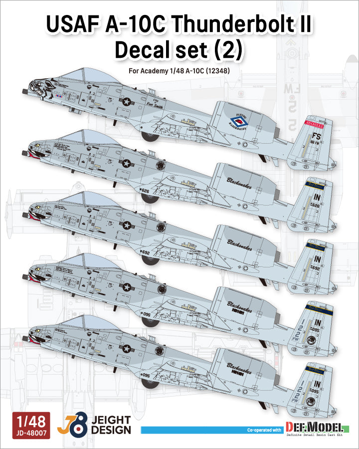 Portada del set de calcas para avión de ataque al suelo norteamericano A-10C en escala 1:48 de Def Model referencia JD-48007