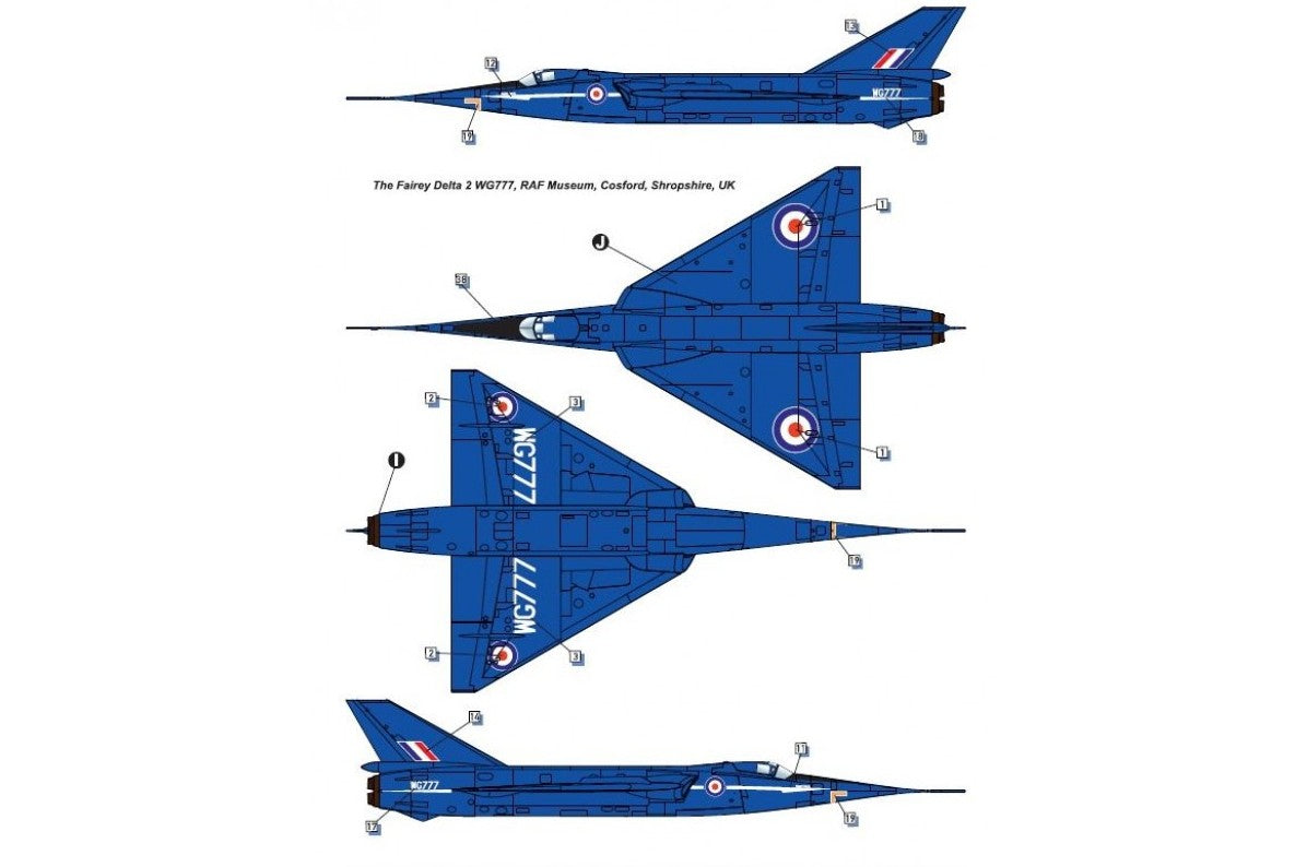 Decoración 1 de la maqueta del avión experimental supersónico británico Faery Delta 2 en escala 1:48 de Dora Wings referencia 48064