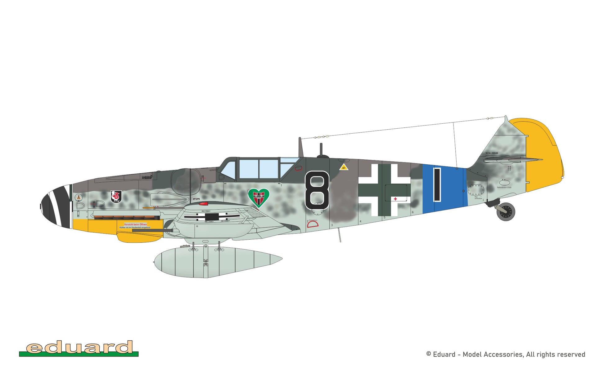 Decoración 4 de la maqueta del caza alemán Bf 109 G-6 en escala 1:48 Edición PorfiPACK de Eduard referencia 82167