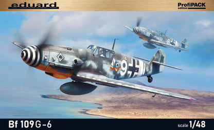 Portada de la caja de la maqueta del caza alemán Bf 109 G-6 en escala 1:48 Edición PorfiPACK de Eduard referencia 82167