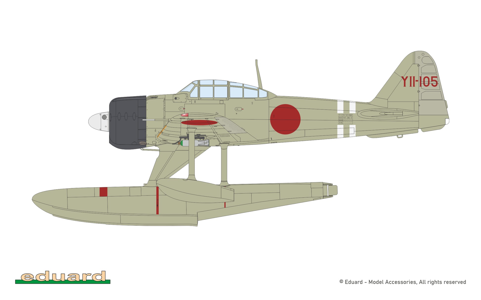 Decoración 1 de la maqueta del caza japonés A6M2-N Rufe en escala 1:48 edición Weeknd de Eduard referencia 84208