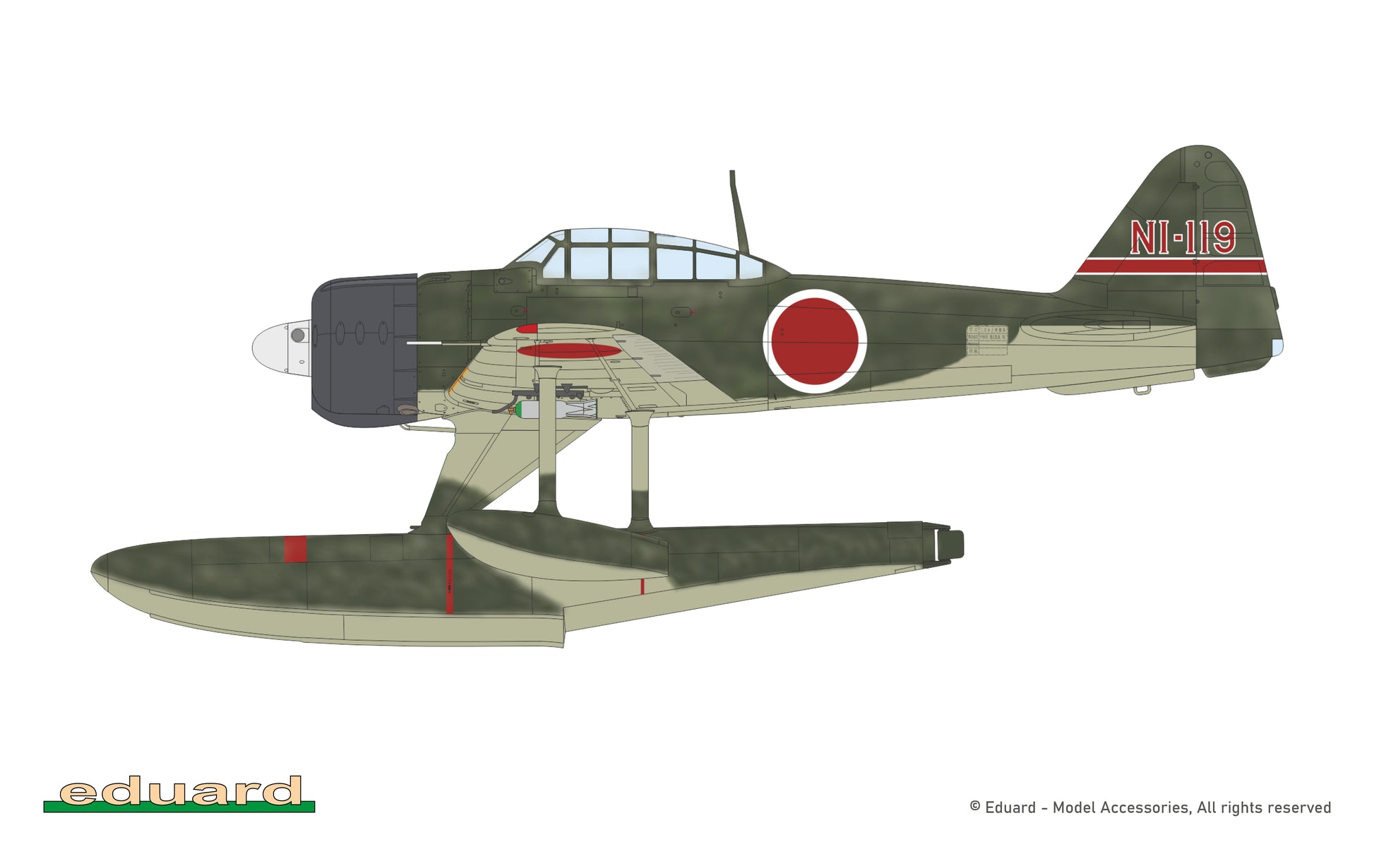 Decoración 2  de la maqueta del caza japonés A6M2-N Rufe en escala 1:48 edición Weeknd de Eduard referencia 84208