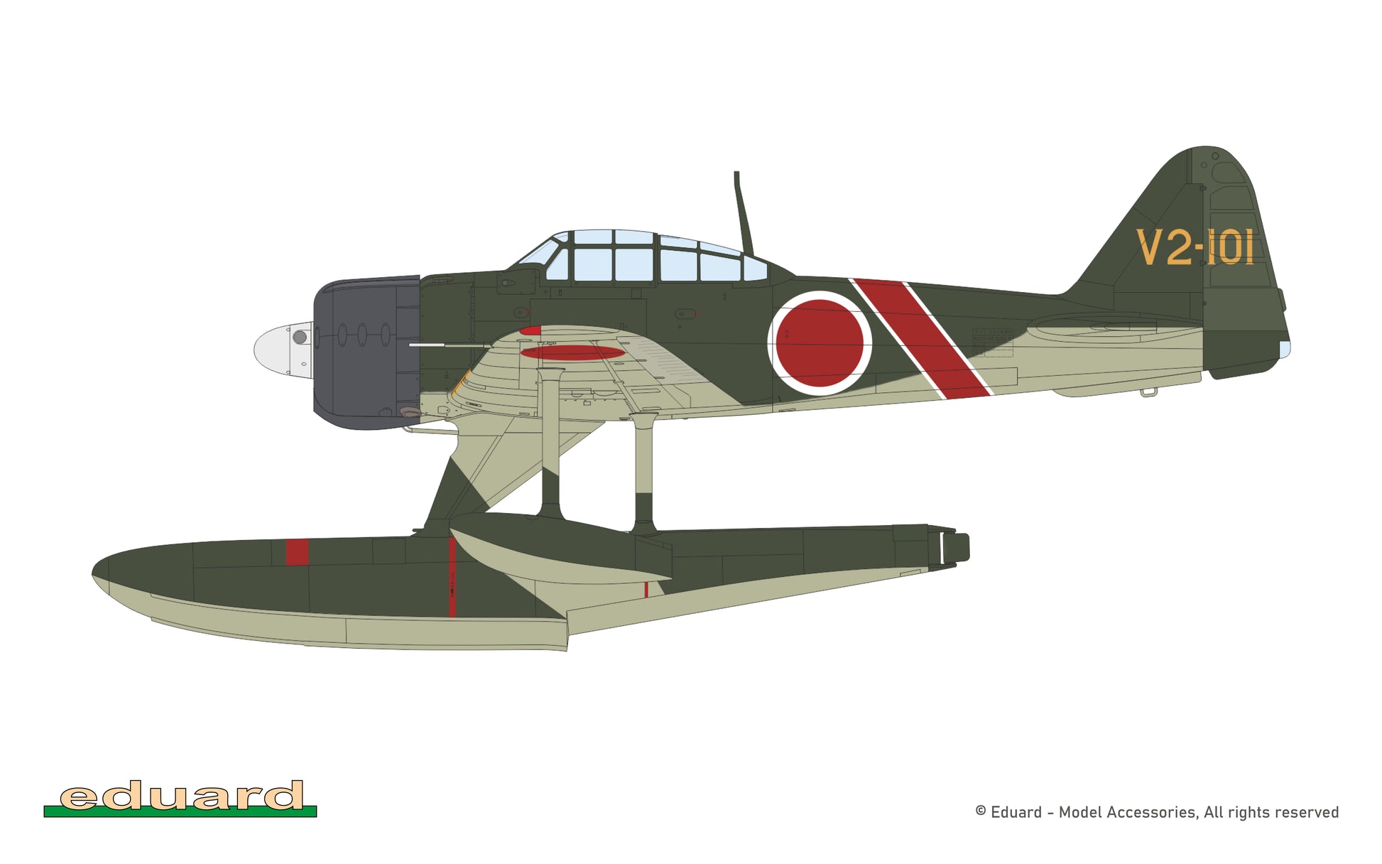 Decoración 3 de la maqueta del caza japonés A6M2-N Rufe en escala 1:48 edición Weeknd de Eduard referencia 84208