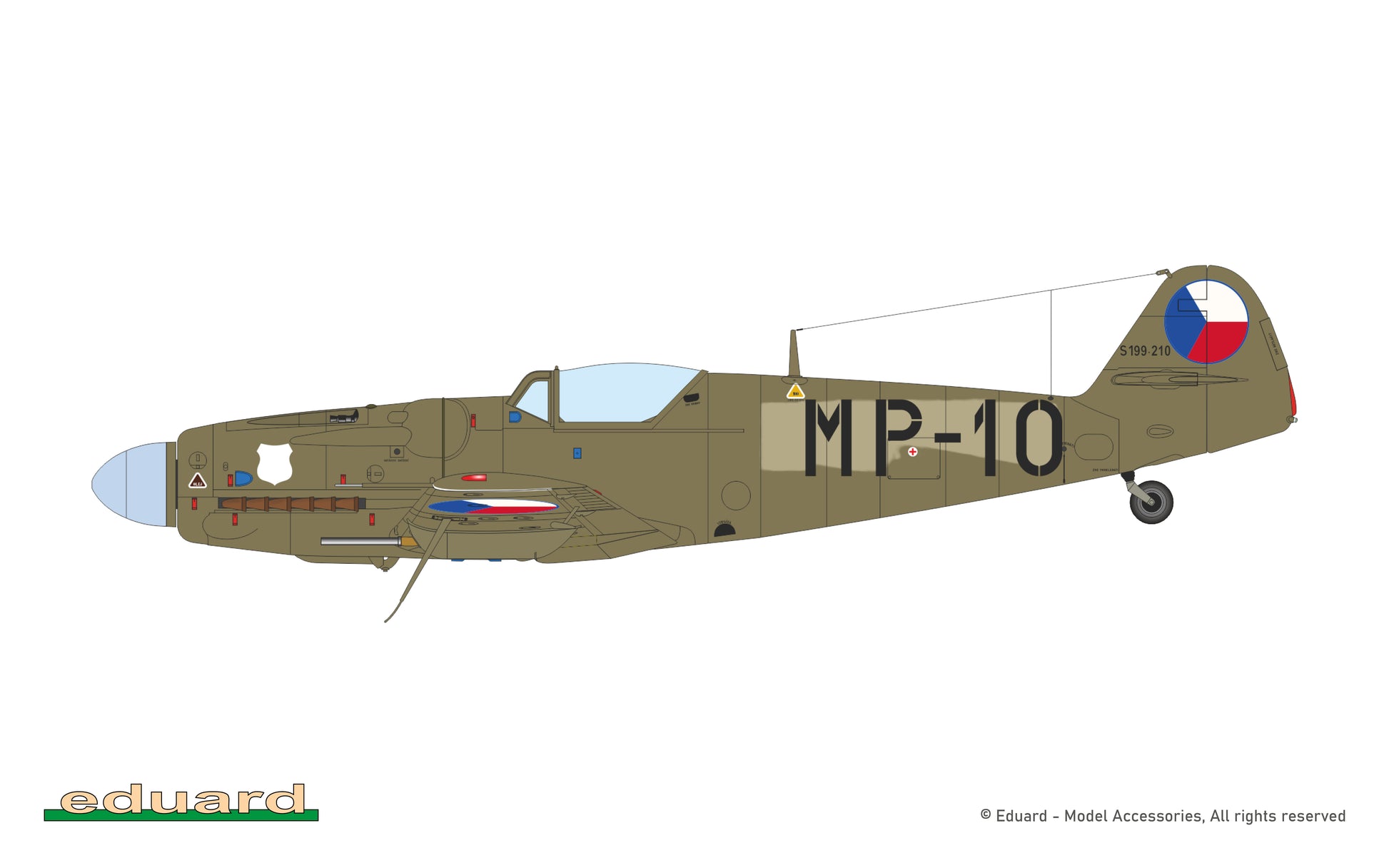 Decoración 2 de la maqueta del caza checo Avia S-199 en escala 1:48 de Eduard referencia 948012