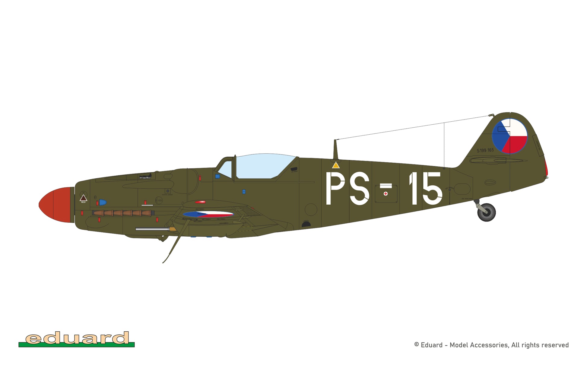 Decoración 3 de la maqueta del caza checo Avia S-199 en escala 1:48 de Eduard referencia 948012