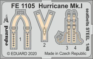 Set fotograbados con cinturones de seguridad para caza británico Hurricane Mk.I en escala 1:48 de Eduard referencia FE1105
