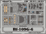 Fotograbados de los interiores de la cabina del Bf-109 G-6 de Hasegawa en escala 1:48 de Eduard referencia FE211