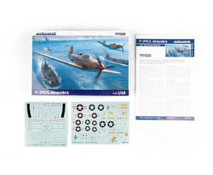 Contenido de la caja de la maqueta del caza norteamericano P-39 Aircoba en versiones K y L en escala 1:48 de Eduard referencia 8463