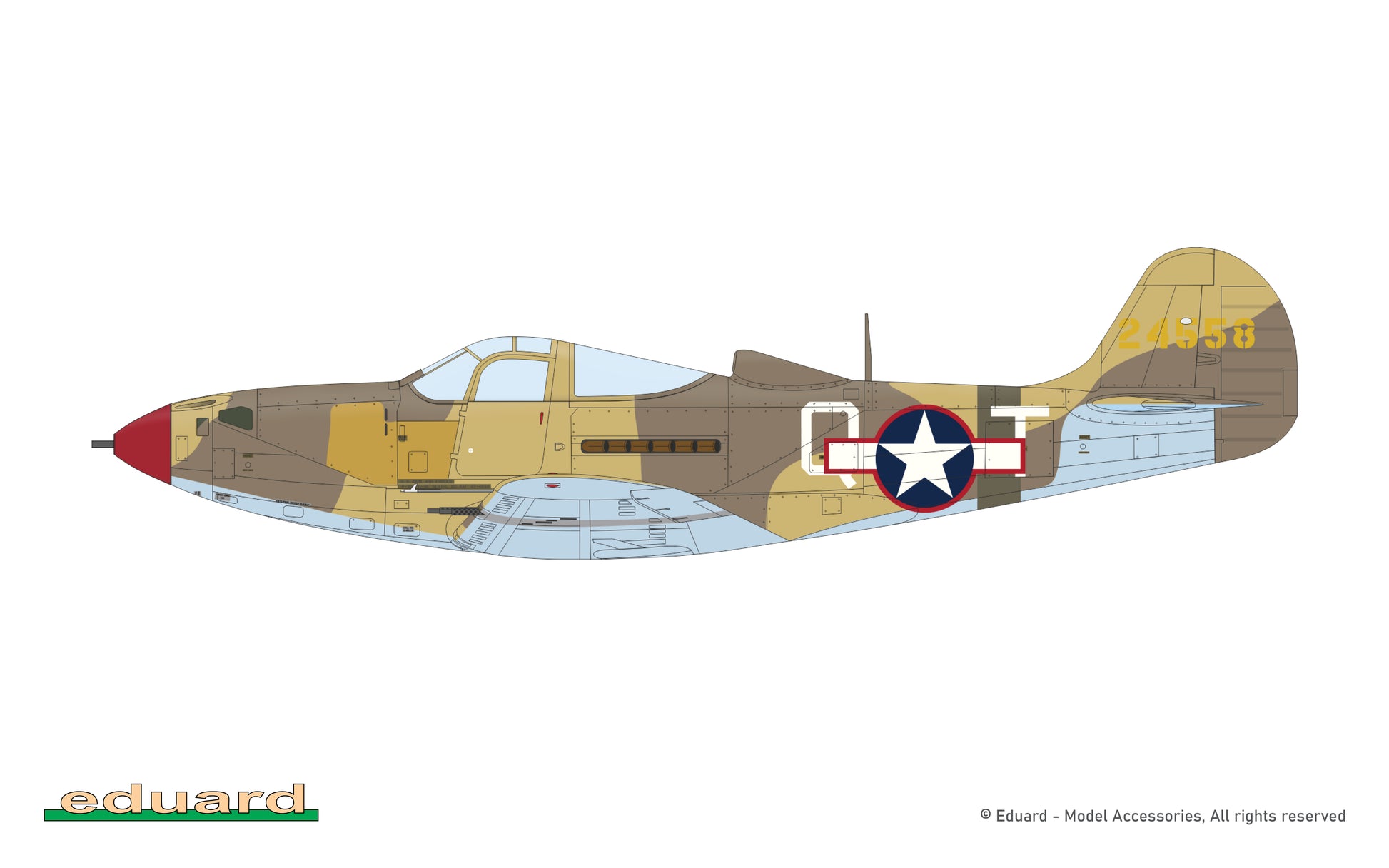 Decoración 1 de la maqueta del caza norteamericano P-39 Aircobra en versiones K y L en escala 1:48 de Eduard referencia 8463