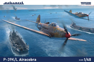 Portada de la caja de la maqueta del caza norteamericano P-39 Aircobra en versiones K y L en escala 1:48 de Eduard referencia 8463