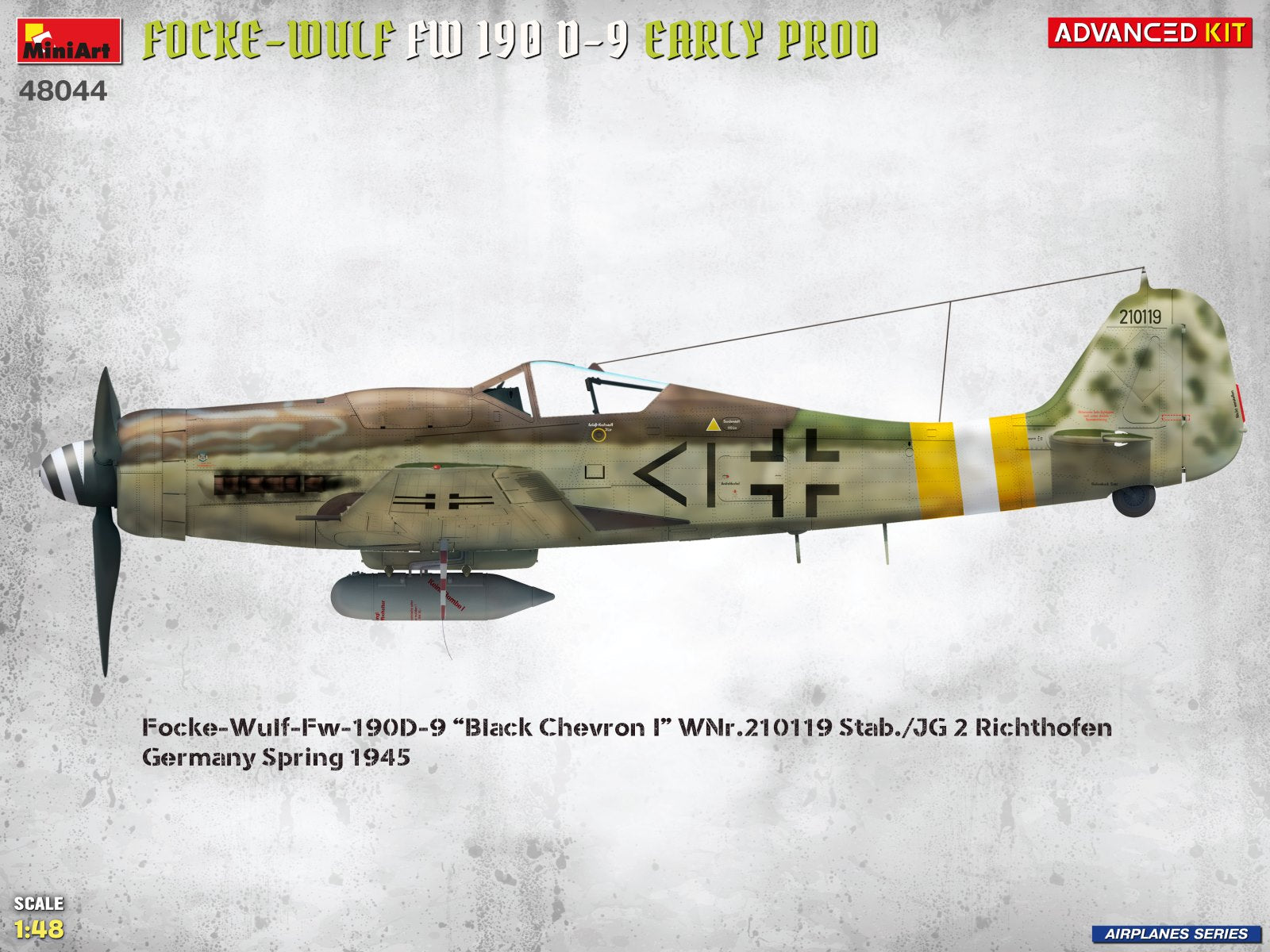 Decoración 2 de la maqueta del caza alemán Fw-190D9 versión inicial en escala 1:48 de Miniart referencia 48044