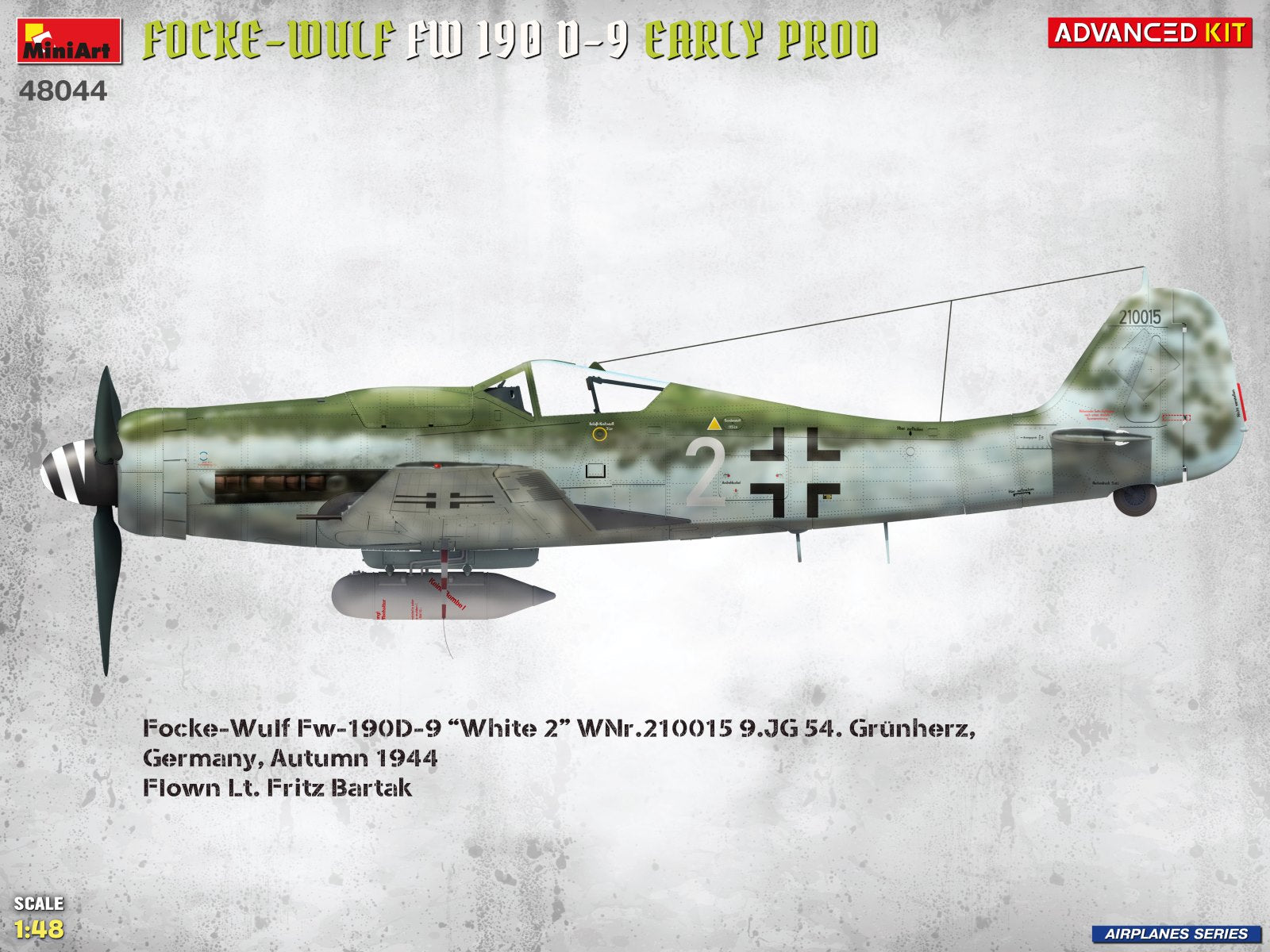 Decoración 3 de la maqueta del caza alemán Fw-190D9 versión inicial en escala 1:48 de Miniart referencia 48044