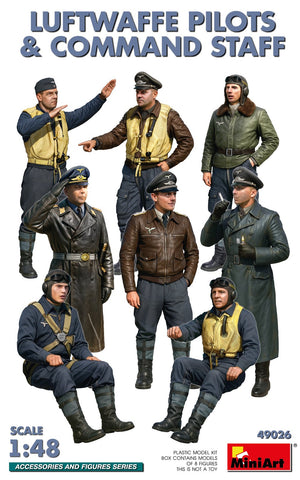Portada de la caja de las figuras de pilotos y mecánicos alemanes de la 2ª Guerra Mundial en escala 1:48 de Miniart referencia 49026