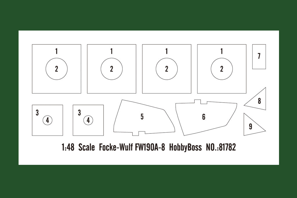 Máscaras de la maqueta del caza alemán Fw190 A-8 en escala 1:48 de Hobby Boss referencia 81782