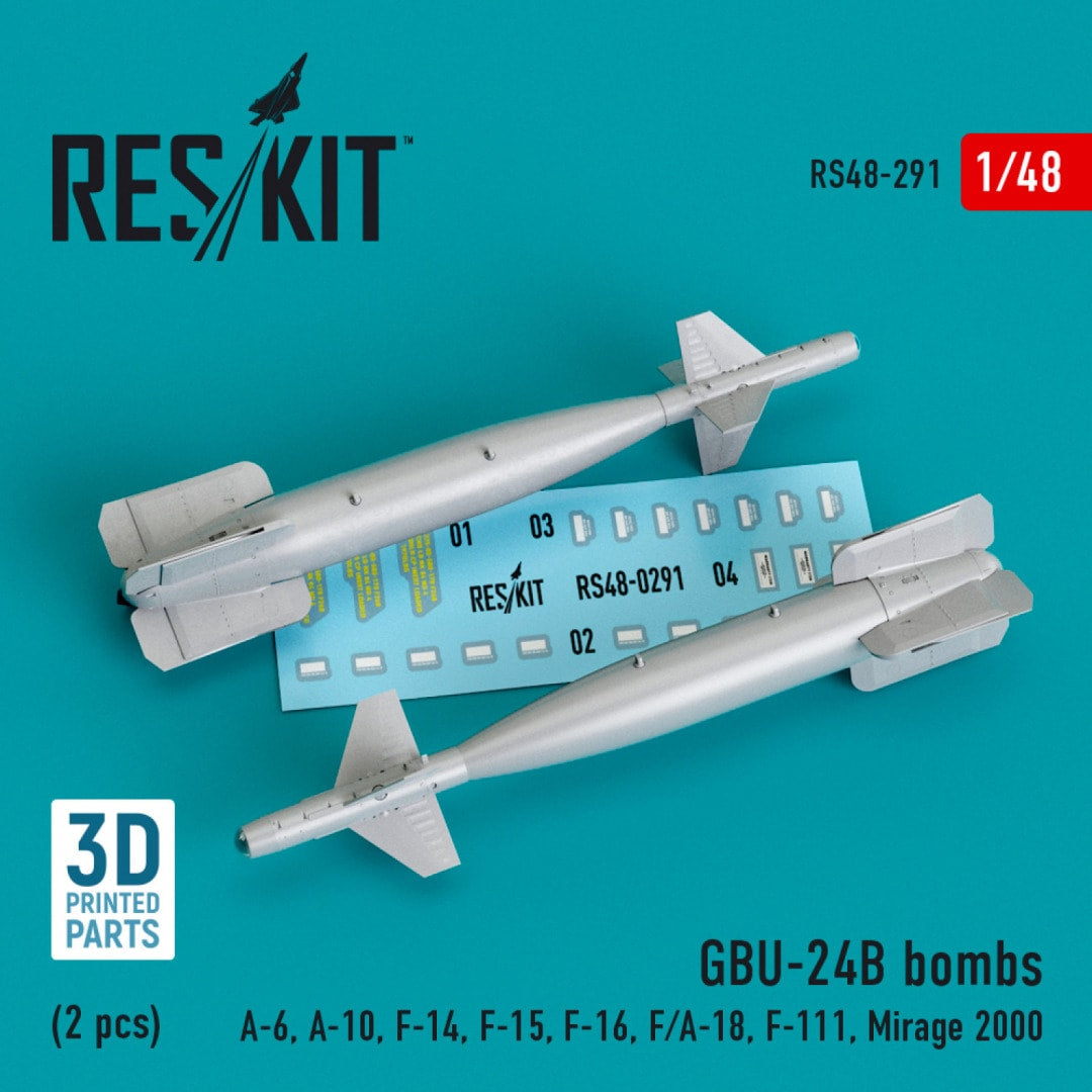 Set de 2 bombas GBU-24B Paveway en escala 1:48 de Reskit referencia RS48-0291 
