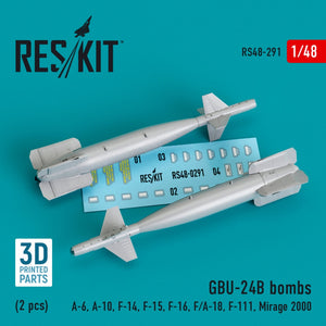 Set de 2 bombas GBU-24B Paveway en escala 1:48 de Reskit referencia RS48-0291 