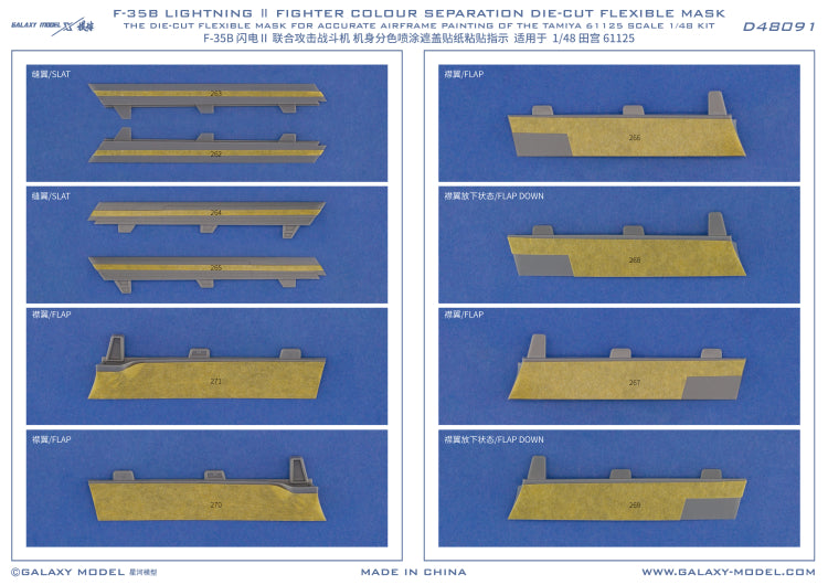 Instrucciones 3 del set de mascaras de Galaxy Hobby para la maqueta del avión embarcado norteamericano F35 B en escala 1:48 de Tamiya, referencia D48091
