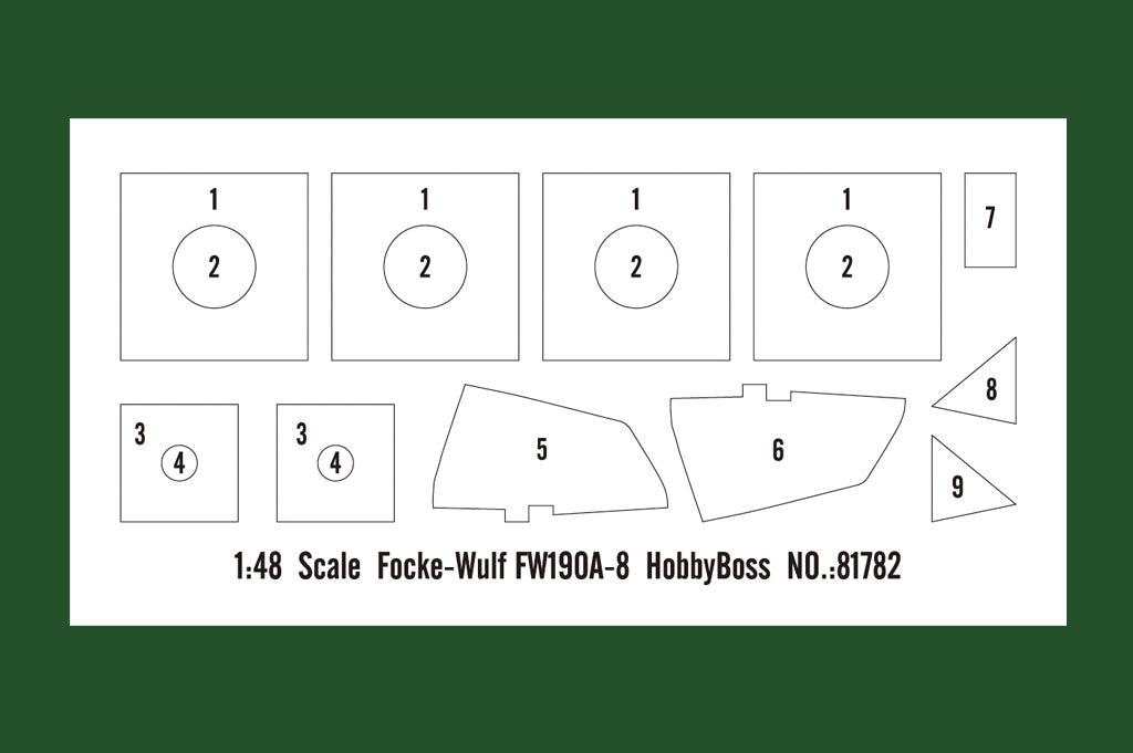Máscaras de la maqueta del caza alemán Fw190 A-6 en escala 1:48 de Hobby Boss referencia 81781