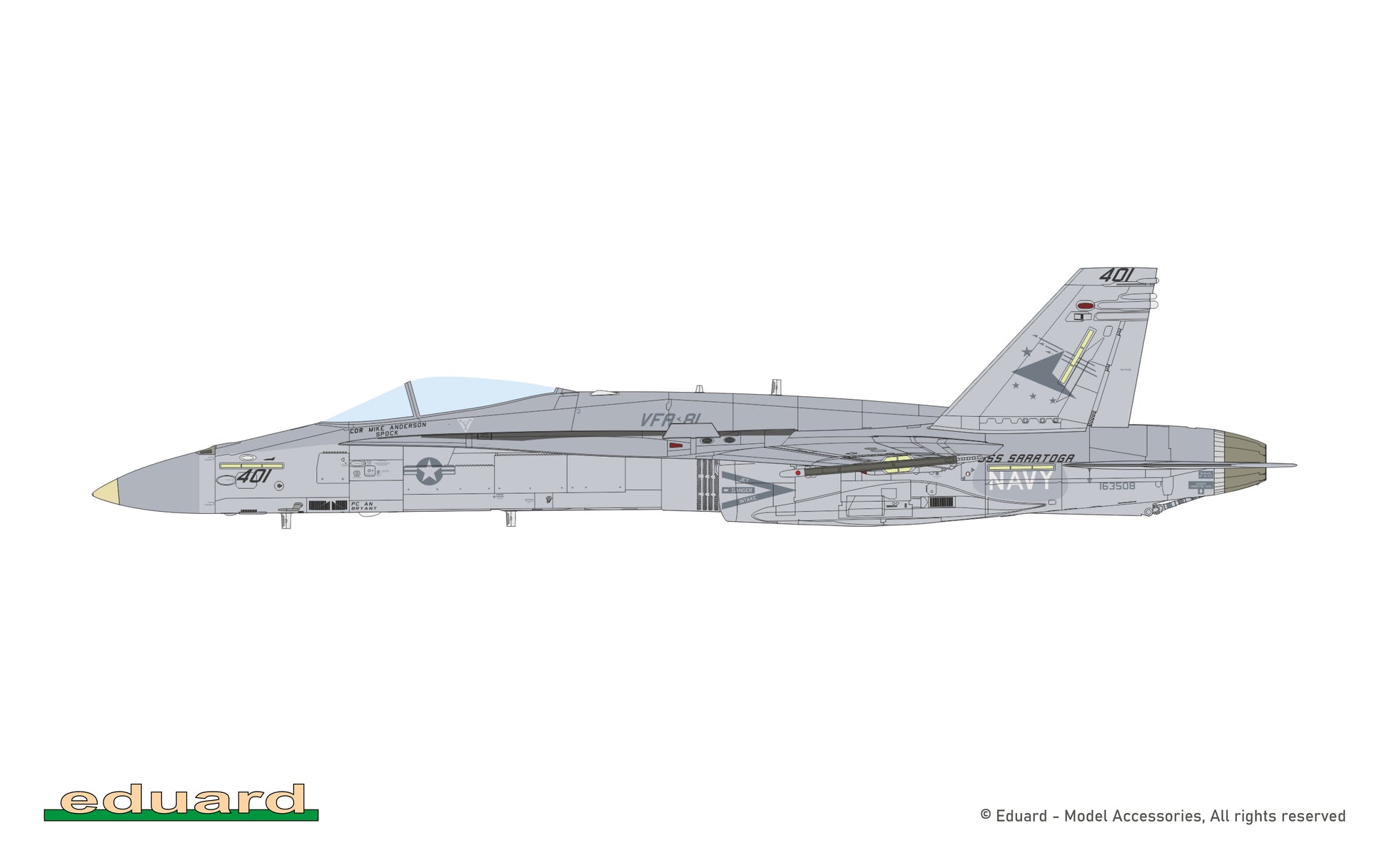 Decoración 1 de la maqueta del F-18 en edición limitada Hornet Legacy de Eduard en escala 1:48 referencua 11195