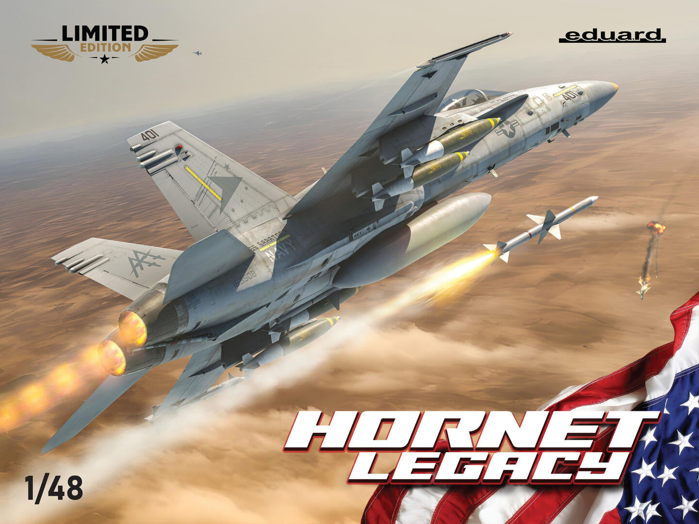 Portada de la caja de la maqueta del F-18 en edición limitada Hornet Legacy de Eduard en escala 1:48 referencua 11195