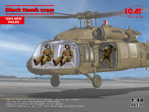 Portada de la caja del set de figuras de tripulación de helicóptero Black Hawk en escala 1:48 de ICM referencia 48130