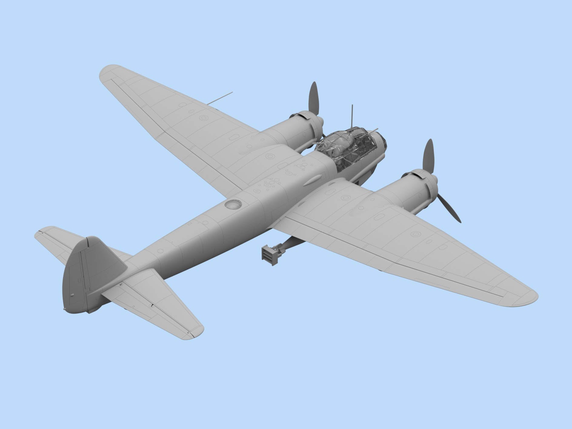 Vista posterior de la maqueta del bombardero alemán Junkers Ju-88 A4 Torpedero en escala 1:48 de ICM referencia 48236